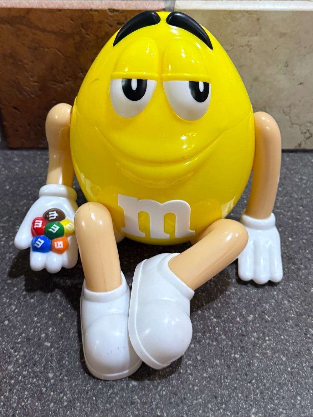M&M'S Yellow Character Figure with Multicolored Candy Detail candy dish